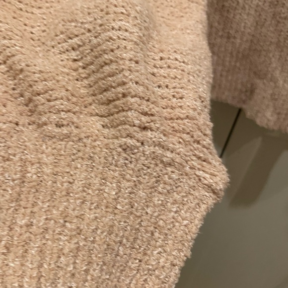 EUC  Free People Edessa Off-Shoulder cotton blend Beige Sweater for Women Sz L - Picture 13 of 14